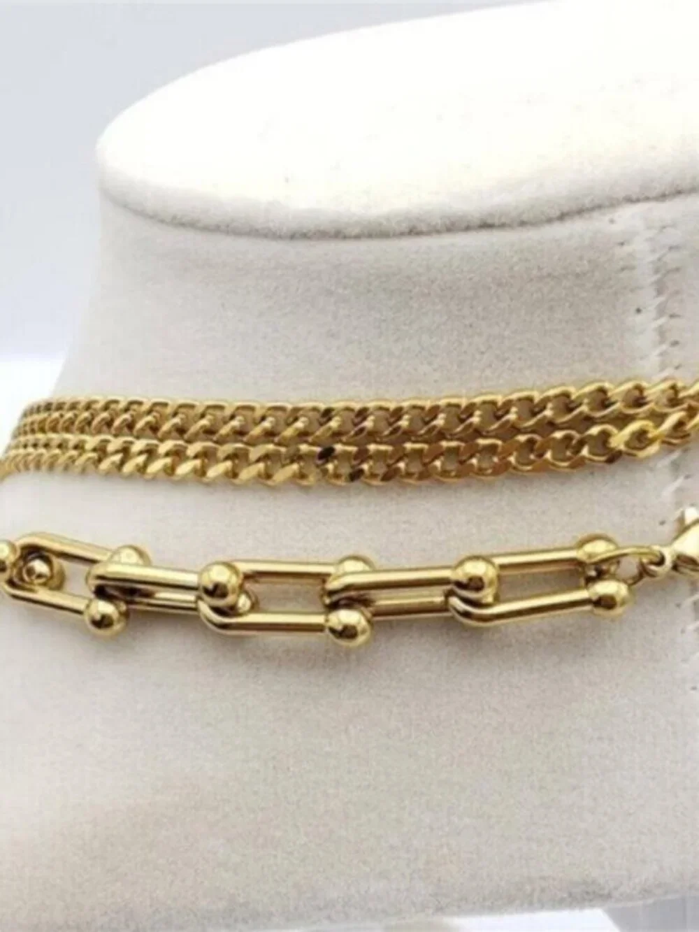 Double Chain Necklace with Authentic Louis Vuitton Padlock Pendant & Fresh Pearl